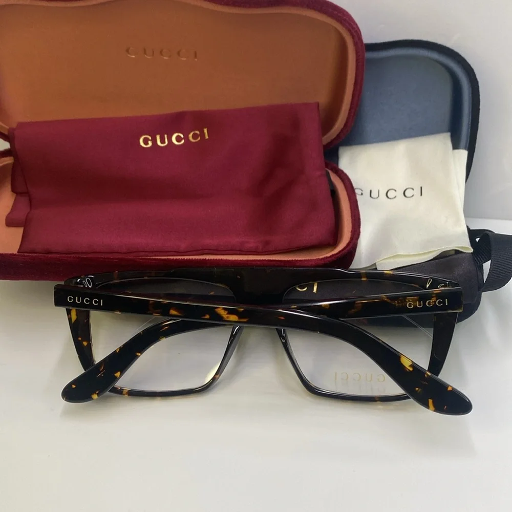 New Authentic Gucci GG1040O 002 dark tortoise Eyeglasses